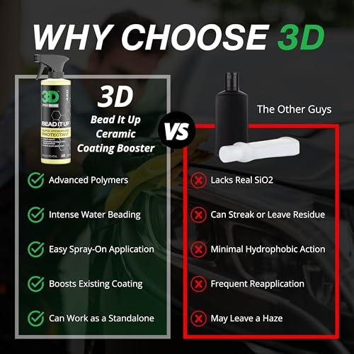 Image of 3D Bead It Up Ceramic Coating Booster Spray - Super Hydrophobic Bead Maker - Polymer Paint Protectant & Sealant 16oz. (Pack of 2)