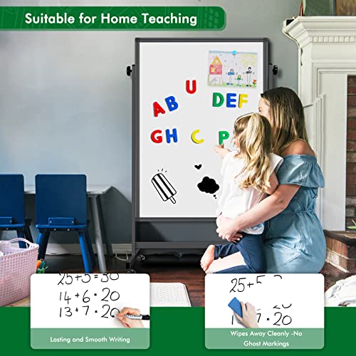 Mobile Whiteboard 32 X 48 Inches Height Adjustable Dry Erase White Board, Standing Easel Whiteboard On Wheels, Double-Sided Magnetic Whiteboard With Stand For Office, Home & Classroom #TOP4
