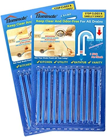 Drain Deodorizer Sticks Drain Sticks Drain Cleaner Sticks Drain Stix Original Blue Unscented Non-Toxic for Kitchen Bathroom Sinks Septic Tank Safe As Seen On TV 24 Pcs