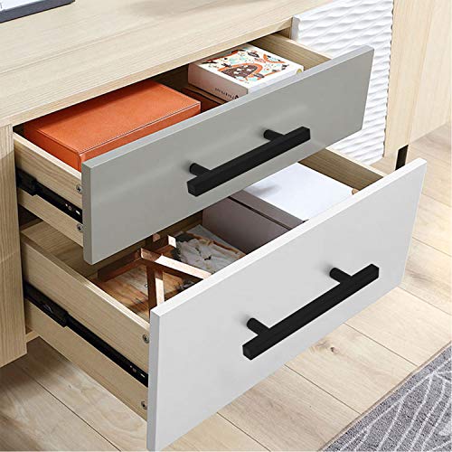 KNOBWELL 20 Pack Black Stainless Cabinet Pulls, Matte Black Drawer Pulls, 3