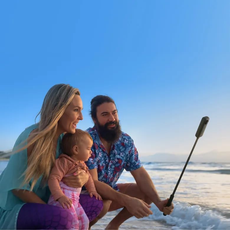 Insta360 Invisible Selfie Stick and its removable grip sleeve shown separately.