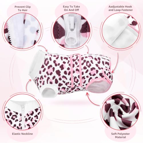 Image of Lukovee Recovery Suit for Dogs, Female Male Spay Neuter Post Surgery Suit | Zipper on Onesie,Soft Breathable, Adjustable Abdominal Wounds Prevent Licking, Cone E-Collar Alternative (Pink Leopard, XL)