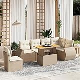Photo Gallery snsowed set divani da giardino 7 pz con cuscini beige in polyrattan,set di mobili da giardino,set divano da giardino esterno,set salotto da esterno-3272220 Photo Gallery snsowed set divani da giardino 7 pz con cuscini beige in polyrattan,set di mobili da giardino,set divano da giardino esterno,set salotto da esterno-3272220