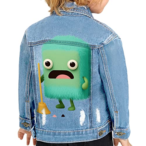 Monster Print Toddler Denim Jacket - Funny Jean Jacket - Colorful Denim Jacket for Kids - Main Image