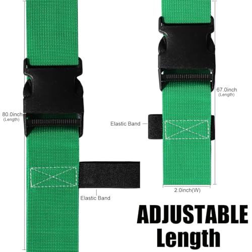 Image of Luggage Straps for Suitcases TSA Approved-2 Pack Bright Personalized Luggage Belt Strap for Suitcase /Carry On Bag Luggage Accessories for Travel (Neon Green)