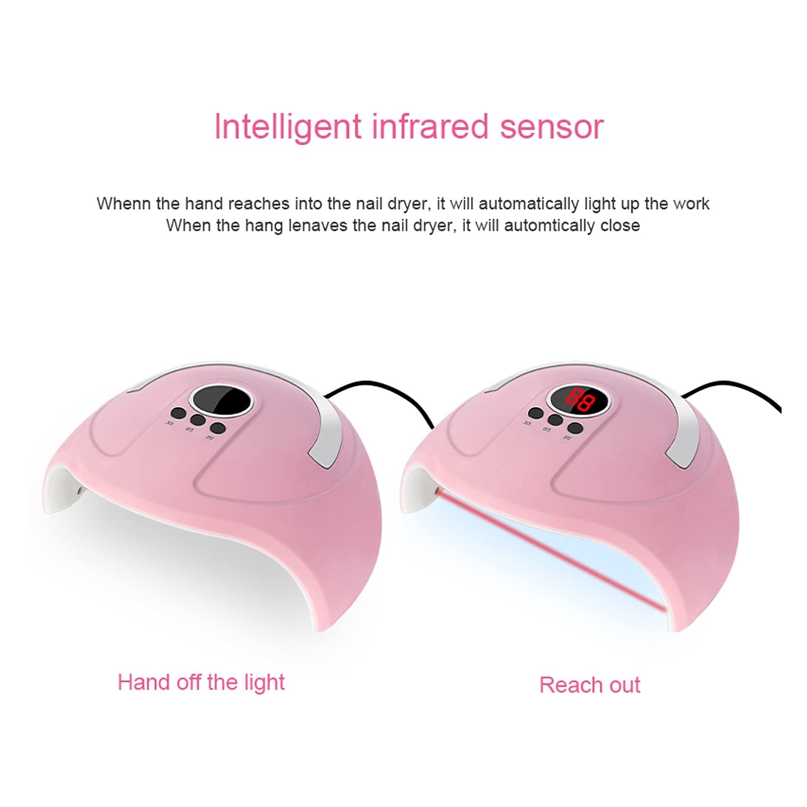 Lámpara de uñas Secador de uñas Lámpara de uñas LED de 54 W Lámpara UV para Curar Todo el Esmalte de uñas en Gel con detección de Movimiento Salón de manicura y pedicura también para Esmalte de uñas