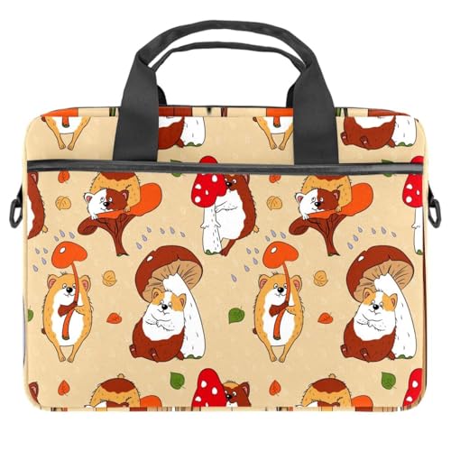 Maletín para laptop de 14 pulgadas con diseño de conejillo de indias y hongos multicolor