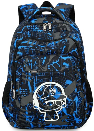 LEDAOU Mochila escolar para niños, adolescentes, niñas, mochila escolar, mochila para niños, resistente al agua, ligera, mochila escolar grande para regalos escolares, Sketch Blue, L
