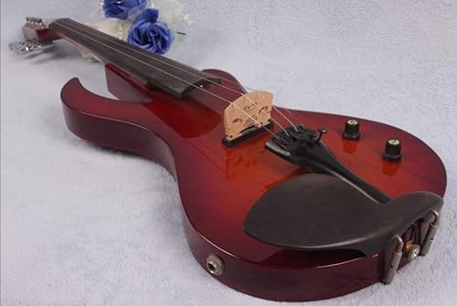 4/4 Electric Violin Solid Wood Ebony Fittings Big Jack Pickup Natural Wood Flame Brown Guitar Shape Violin Case Bow #TOP2