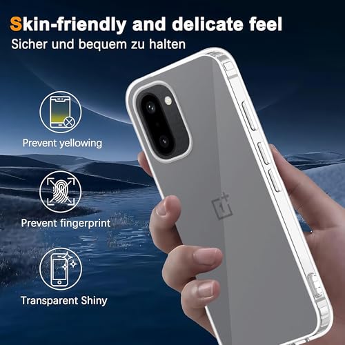 Image of Amazon Brand - Solimo Compatible with OnePlus 15R 5G Case Cover Transparent Non-Slip Hard PC Shockproof Bumper Protective Back Cover - Clear
