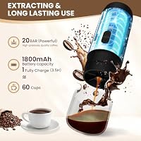 LAMA Kaffeemaschine Kaffeemühle Milchaufschäumer Set, Tragbare Kaffeemaschine Set Elektrische Espressomaschine Kapselmaschine, Kompatible mit klein Kaffeekapseln & Kaffeepulver für Camping Auto Reise – Ansicht 4