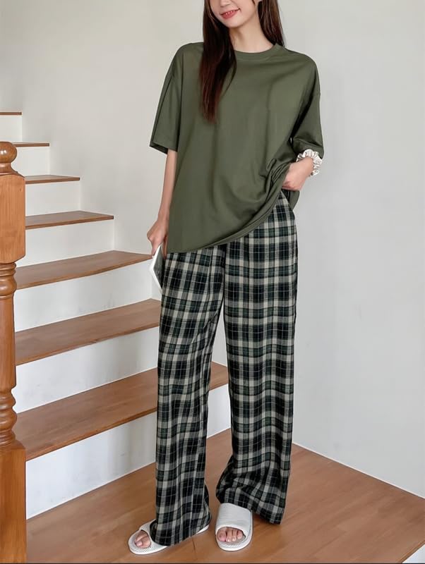 Image of KSHS Printed Round Neck Short Sleeve Nightsuit Set | Pajama Set | Casual Night Dress for Women