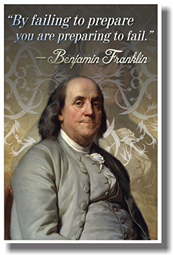 Affiche citation motivation Ben Franklin pour embellir un coin bureau à la maison