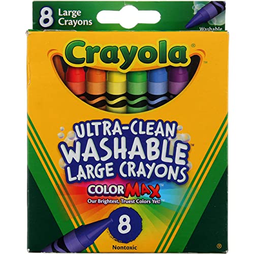 Crayola Washable Crayons, Large, 8 Colors, 12 Boxes