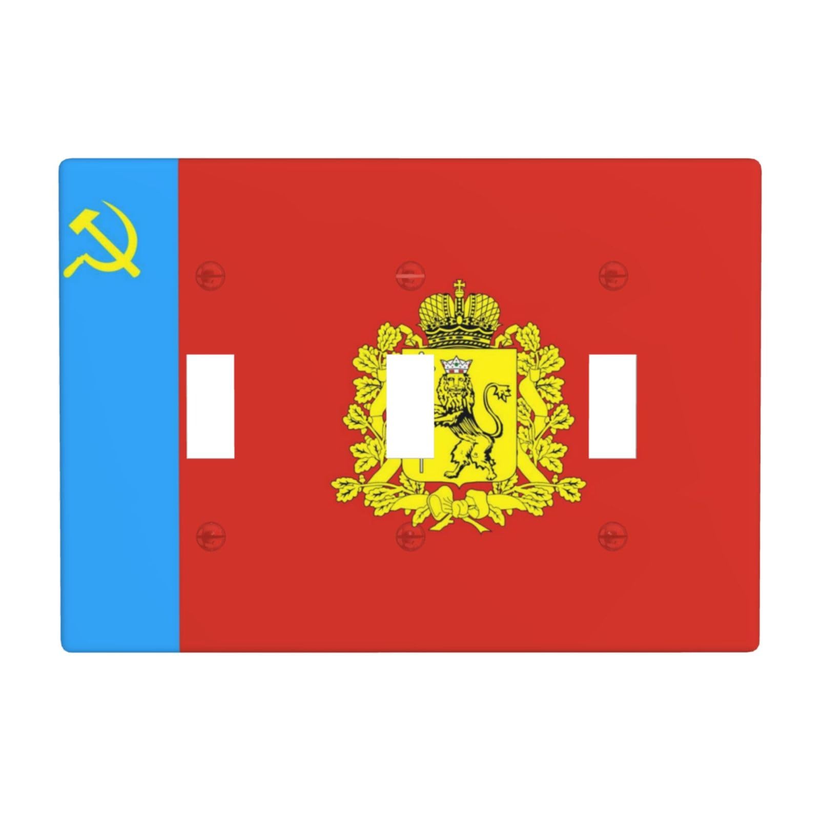 Flag of Vladimir Oblast 3 Gang Switch Plate Cover-Unbreakable Polycarbonate Wall Plate, Heat Resistant Toggle Switch Decor for Home