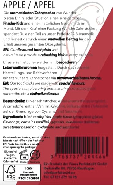 Miniatura 8 de Wonder PICKS - en 7 variedades refrescantes - PICAS DE DIENTES con sabor - Sabrosas PICAS DE DIENTES (Apple - Apfel)