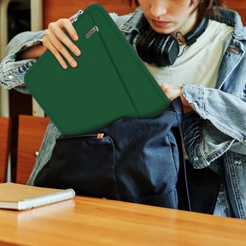 Image of 15.6 inch Laptop Sleeve, Durable Carrying Bag Protective Case Briefcase Handbag with Front Pocket, Slim Computer Cover for 15-16 Inch HP, Dell, Lenovo, Asus, Notebook, Dark Green