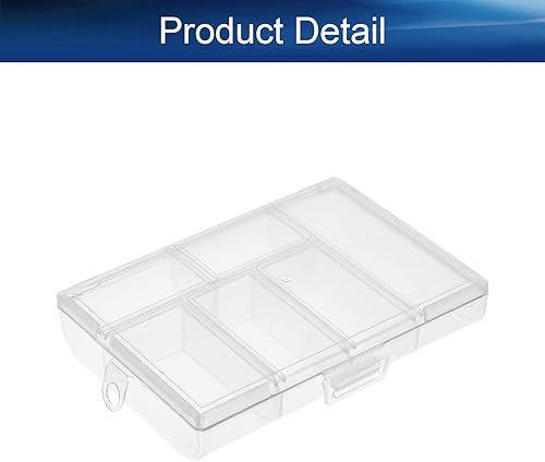Miniatura 4 de Bettomshin Caja de almacenamiento de componentes PP de 4.72 x 3.35 x 0.91 pulgadas, contenedor organizador de plástico, 6 rejillas fijas, cajas de