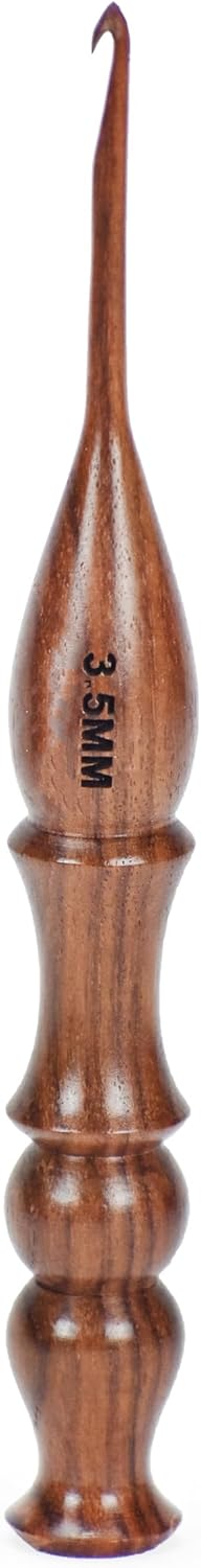 Wooden Crochet Hooks Set of 13 for Arthritic Hands | Ergonomic Soft Grip Handcrafted Knitting Needle for Crocheting and Knitting (Brown (Crochet - 2))