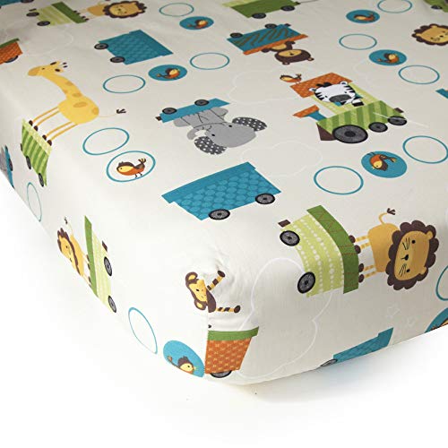 Image of Bedtime Originals Crib Fitted Sheet, Choo Choo