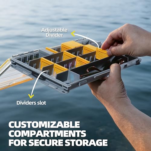 Image of RUNCL 3600 Standard Fishing Tackle Box, Waterproof Floating Lure Storage Box with Adjustable Dividers, Clear Rust-Proof Utility Tray for Terminal Tackle, Hooks and Sinkers