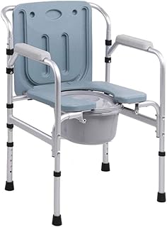 JIN Aseo Práctica Silla Silla con Orinal, Marco Plegable de Acero, Asiento Tapa de Nuevo, Fija Brazo, 350 Lb. Capacidad, 7,5 Quart Bucket,Acero Carbono