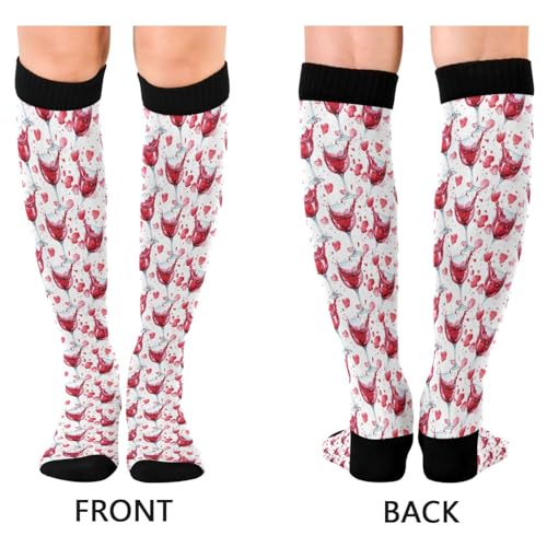Image of Pigsaly Red White Polka Dot Womens Compression Socks Athletic Tube Sock Knee High Socks Outdoor Sport Socks