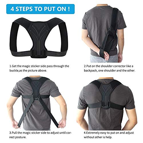 Correcteur de posture réglable noir à sangles ajustables taille L - 3