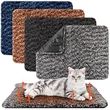 Drydiet 4 Pack Self Warming Cat Pads Self Heating Cat Mat Washable Homeless Dogs Thermal Pads Kennel Pad Reflects Body Heat Warm Crate Bed Mat for Indoor Outdoor Pet (Mixed Colors,16 x 20 Inch)