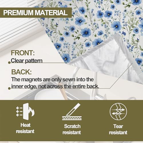 Image of Blue Floral Magnetic Dishwasher Cover,Cornflower Dishwasher Covers for The Front Magnetic Dishwasher Panel Decal Cover for Kitchen 23x26inch