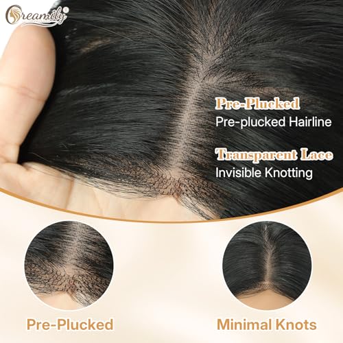 Image of Creamily 5x5 Straight Lace Front Wigs Wear and Go Glueless Wigs Pre Plucked Pre Cut Long Black Wig HD Lace Closure Wig 31 Inches Synthetic Hair Wig