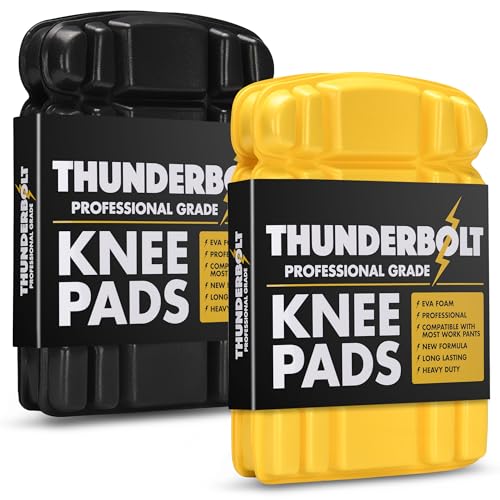Thunderbolt Knieschoner für Arbeitseinlagen für Hosen Hosen Arbeitskleidung mit dicker EVA-Schaumpolsterung (2 Schwarz + Gelb)