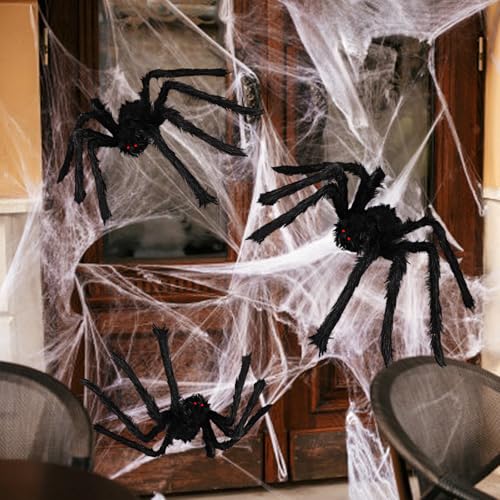 Image of BILLMOSS Halloween Spider Decorations Outdoor - 5 PCS Giant Realistic Hairy Scary Spider Set, Creepy Indoor Yard Home Decor (5 Different Sizes)