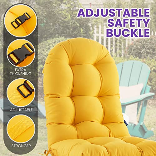 Blisswalk Patio Chair Cushion For Adirondack, High Back Tufted Rocking Chair Cushion, Outdoor Seat Chair Cushion 48"X21"X4" Inch, Sunscreen And Fade-Resistant,1Count,Yellow #TOP4