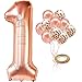 Number 1 Rose Gold Balloon - Large, Pack of 11 | Real Rose Gold Confetti Party Decorations | Great for 1st Birthday Decorations Supplies, Anniversary, Baby Bridal Shower | Home and Office Decor