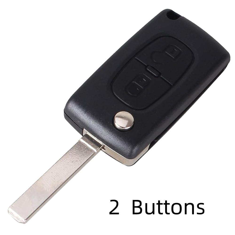 2-przyciskowe etui na kluczyki samochodowe kompatybilne z Peugeot i Citroen - 207, 307, 308, 407, 607, 807, C2, C3, C4, C5, C6, C8, DS3, DS4, zapewnia ochronę i styl (2 sztuki)