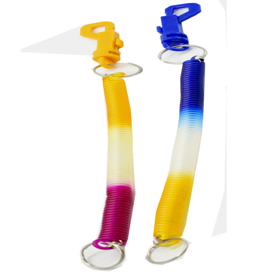 Faynci Key Ring Spiral Plastic Key Chain Yello/Blue with Stretchable