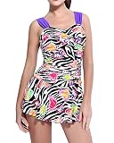 MISSMAO Damen 1950's Vintage Gurt Push-Up Bademode Badeanzüge Einteiler mit Blumenmuster Monokini Tankini EU 42 Style3