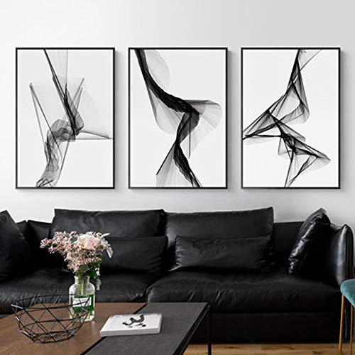 Peinture murale ligne abstraite noir et blanc 50x70cm lot de 3 affiches modernes pour salon