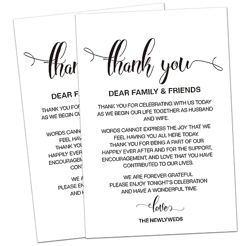 50 Wedding Reception Thank You Cards