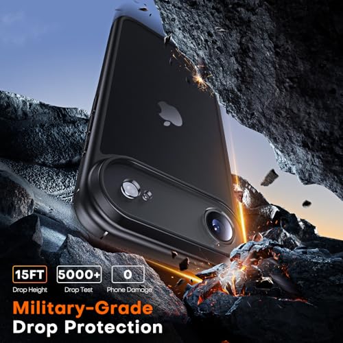 Image of TAURI for iPhone Air Case, with Screen Protector, Matte Black | Full Camera Protection, Anti-Yellowing Military-Grade Protection Shockproof Slim Phone Case for iPhone 17 Air