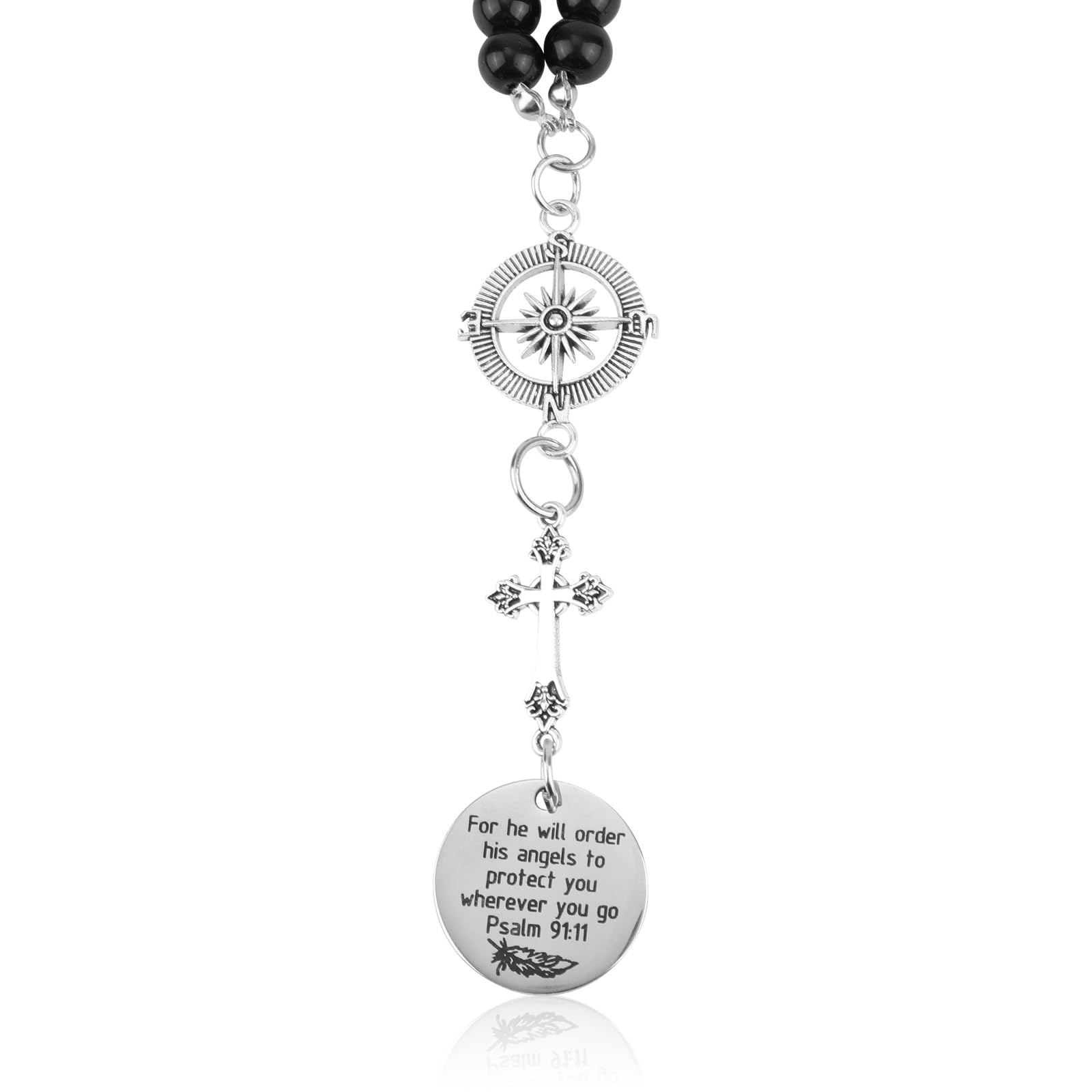 Gosknor Cross Car Pendant, Hanging Ornaments, Religious Gifts for Car Mirror, Black, Zinc Alloy, 30 cm, Religious Celebration