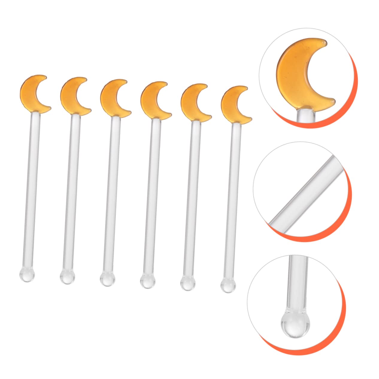COLLBATH 6Pcs Transparent Glass Mixing Rods Creative Wine Stirrers for Home Bakery Bar Shop Easy to Use Ergonomic Design Compact Safe Healthy