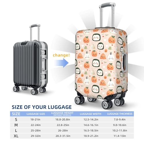 Luggage Cover Protector - Rice Ball Cute Print Fit 25-28 Inch Suitcase Covers for Luggage2