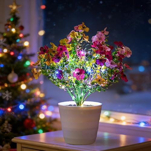 Image of Artificial Multicolor Flower Lamp Night Light for Bedroom Shop Wedding Home Decor Gifts for Women Mom Daughter Grandma Girlfriend Coworker Friend Birthday Christmas Valentines Mothers Day
