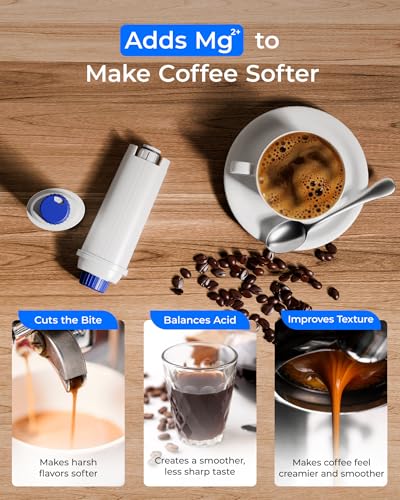 Image of Waterdrop DLSC002 Mg⁺ Rich Coffee Water Filter, Replacement for De'Longhi Filter, De'Longhi Magnifica Evo Water Filter, ECAM /ETAM /EPAM Series, EC680 /5, TÜV SÜD Certified, 4 Pack
