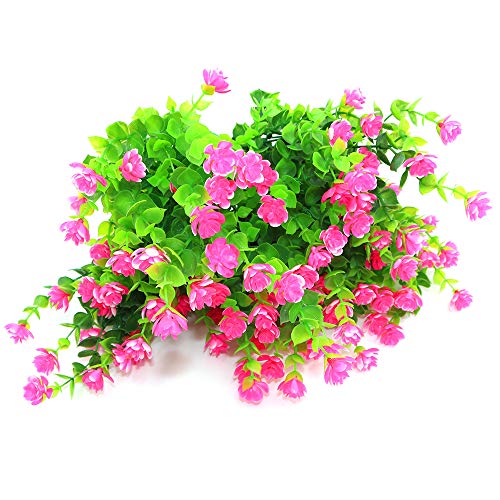 Shiwaki 5Pcs Artificial flower simulation green plant eucalyptus plant bouquet for Vase Porch Window Box Patio Wedding Home Decoration(Pink) - Image 3