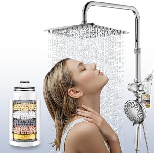 SINGSUO Filtered Rain Shower Head with Handheld Spray Combo (Chrome) & SINGSUO 2-Pack KDF Shower Head Filter Replacement Cartridge image 5