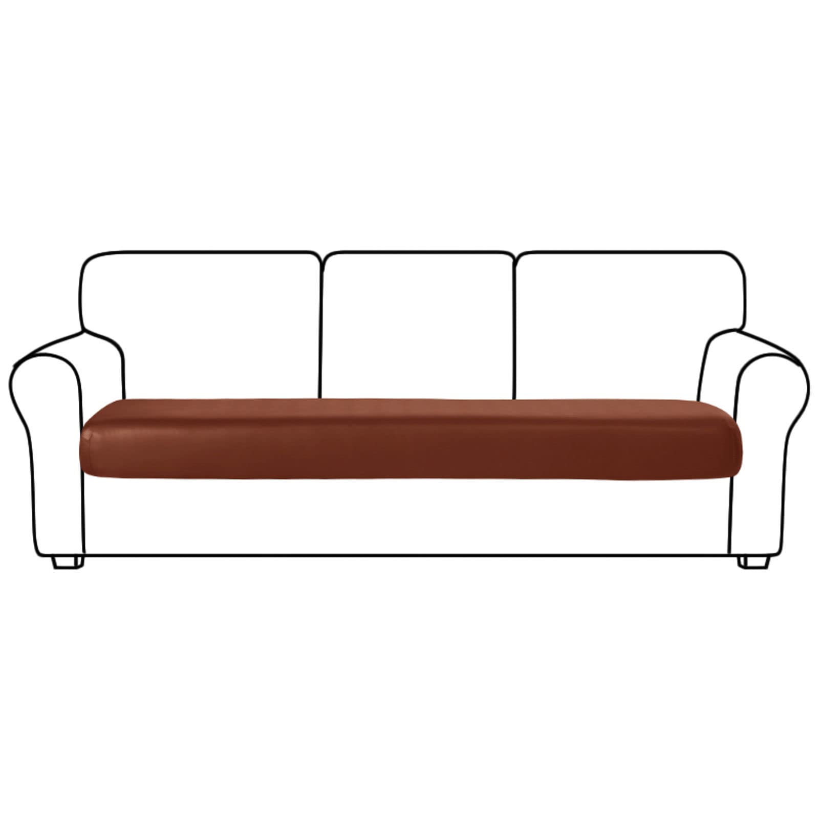 JHLD Stretch Sofa Seat Cushion Covers, PU Leather Sofa Cushion Covers Elastic Waterproof Sofa Cover Couch Cushion Cover For Living Room Bedroom Kids-Orange-3-seater