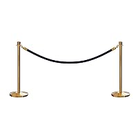 Vista 82 de CCW Kit de puntal de poste y cuerda con 2 postes superiores de corona de latón pulido y 1 cuerda de algodón de terciopelo resistente negro (6 pies)